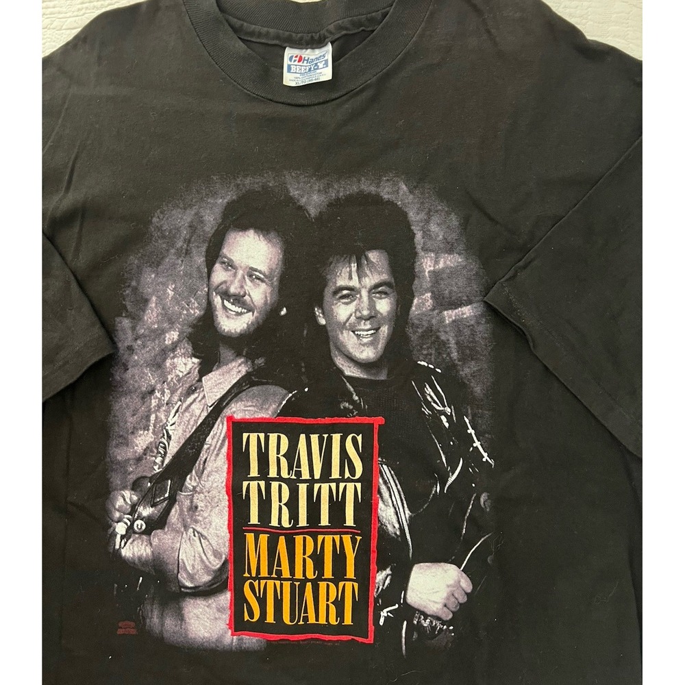 Vintage Travis Tritt Marty Stewart No Hats Tour T-Shirt Mens XL 90s Country Band